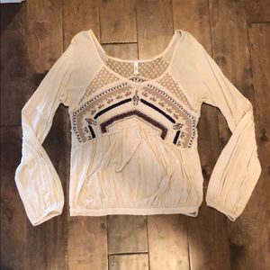 Cream Embroidered Long Sleeve